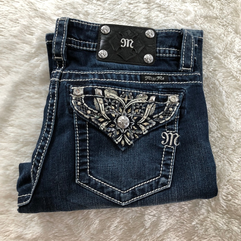 Miss Me Bedazzled Signature Bootcut Jeans